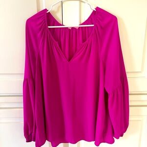 Lily Pulitzer fuschia chiffon blouse size L